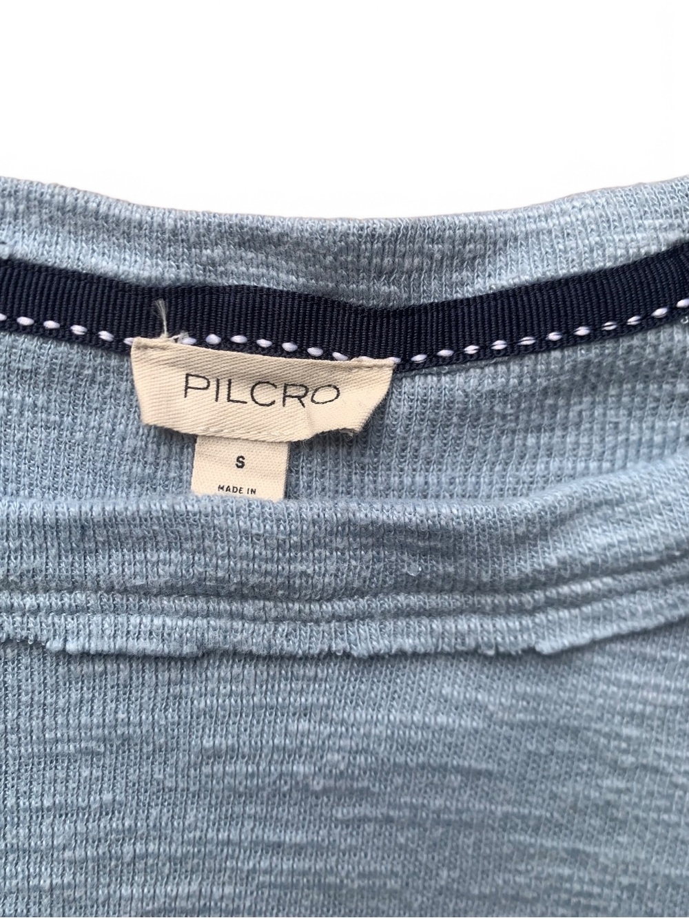 Pilcro Ruffled Raglan Thermal Top Blue Colorblock Layering Size Small - Picture 8 of 8